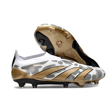 adidas Predator Elite Laceless FG Footwear White Core Black Gold Metallic