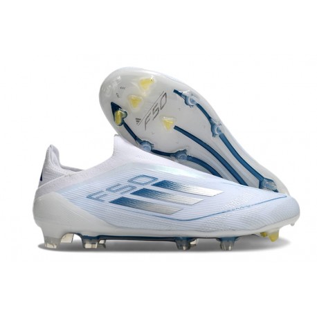 adidas F50 Elite Laceless FG White Blue