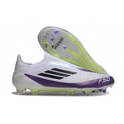 adidas F50 Elite Laceless FG X MESSI Ftwr White Core Black Unity Purple