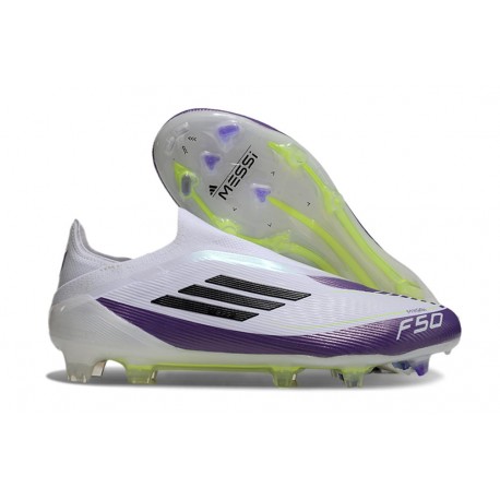 adidas F50 Elite Laceless FG X MESSI Ftwr White Core Black Unity Purple