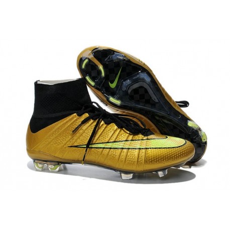 Shoes For Men - Mercurial Superfly IV FG Football Cleats Gold Volt Black